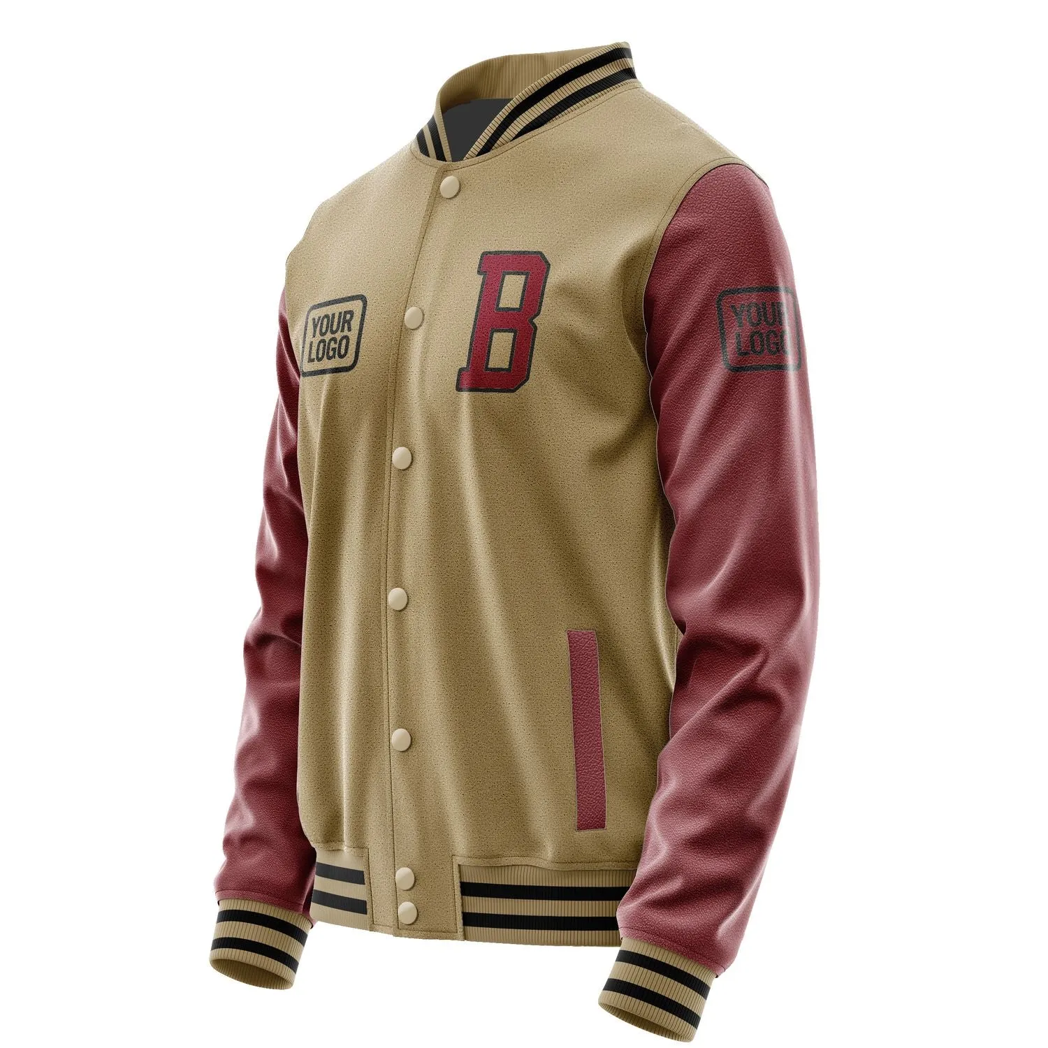 Custom Light Khaki Crimson Red Jacket