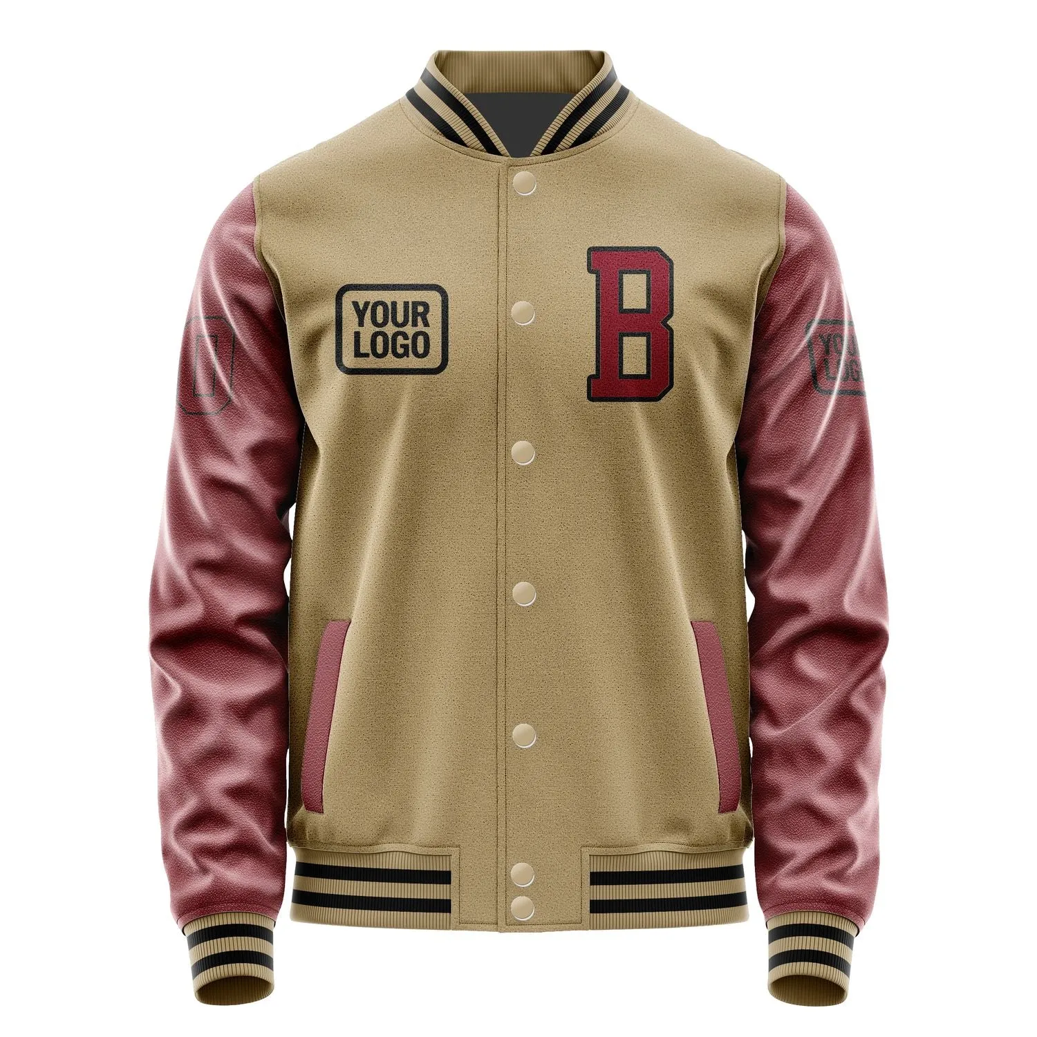 Custom Light Khaki Crimson Red Jacket