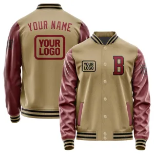 Custom Light Khaki Crimson Red Jacket
