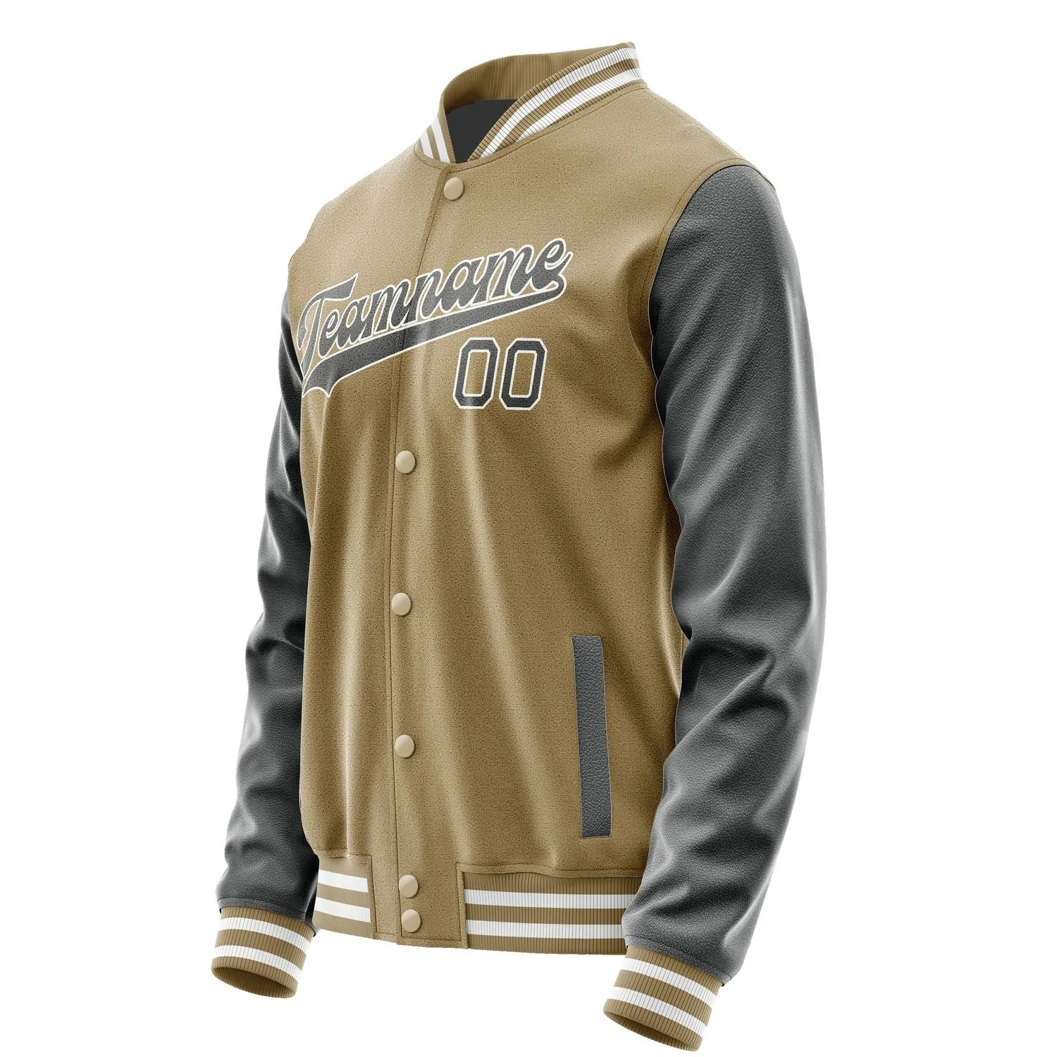 Custom Light Khaki Dark Grey Jacket