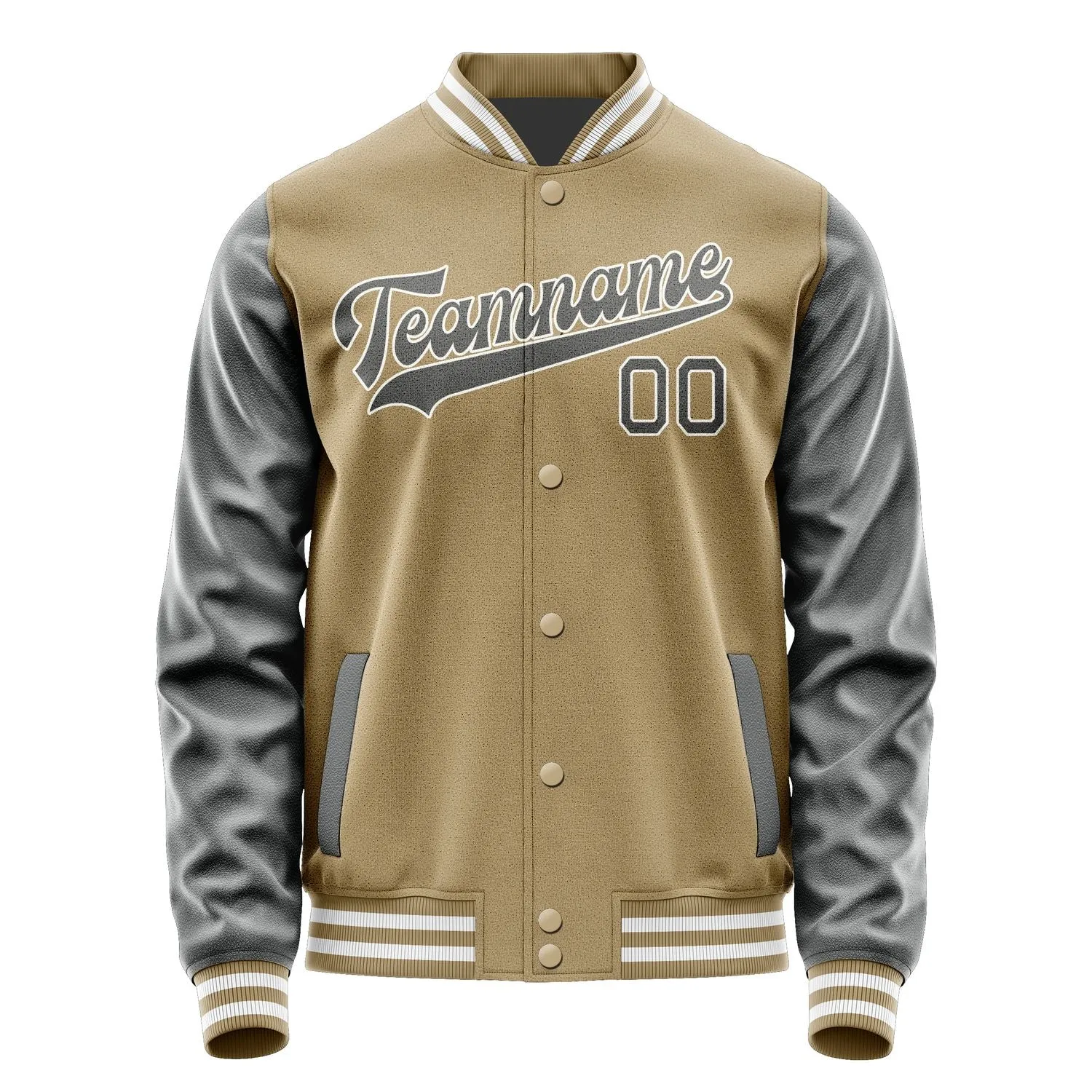 Custom Light Khaki Dark Grey Jacket