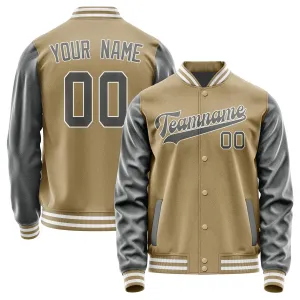 Custom Light Khaki Dark Grey Jacket