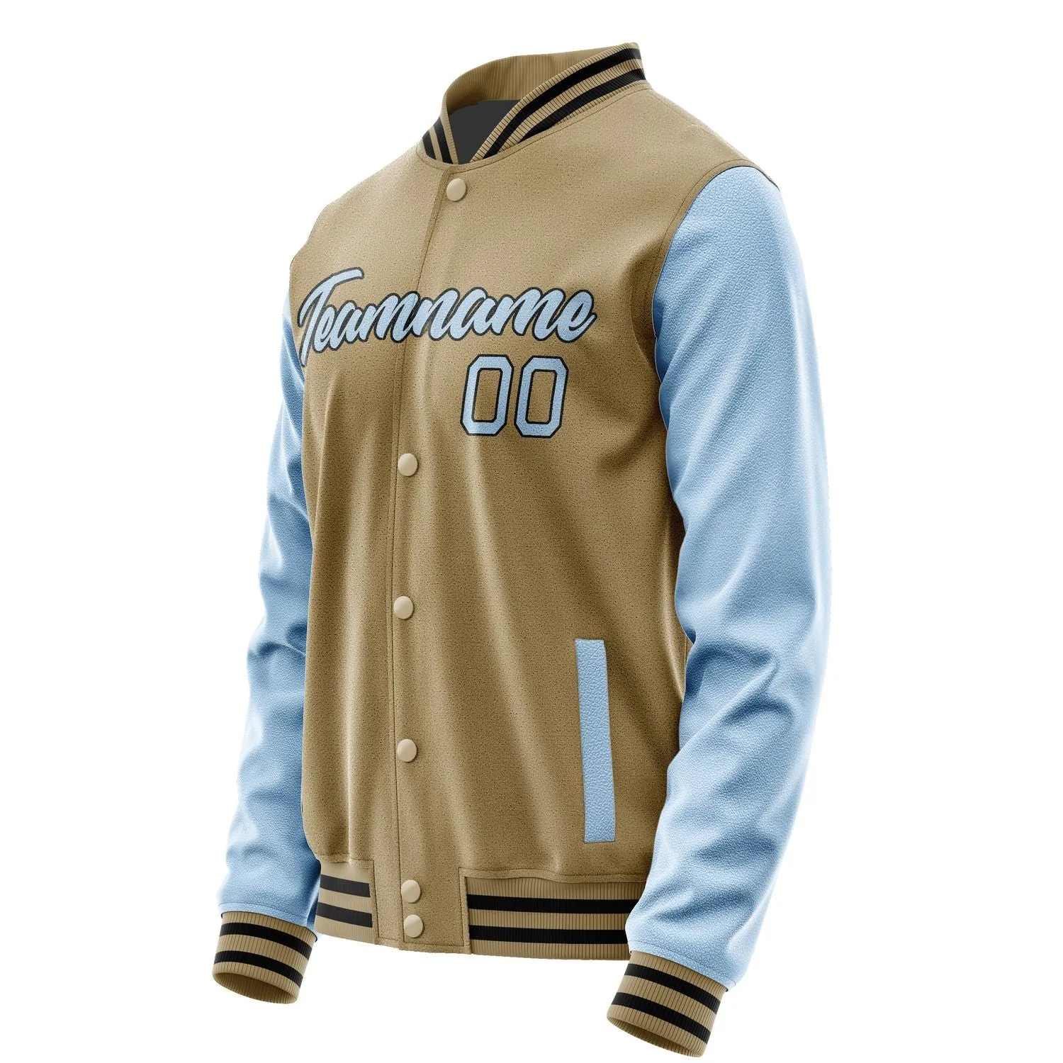 Custom Light Khaki Light Blue Jacket