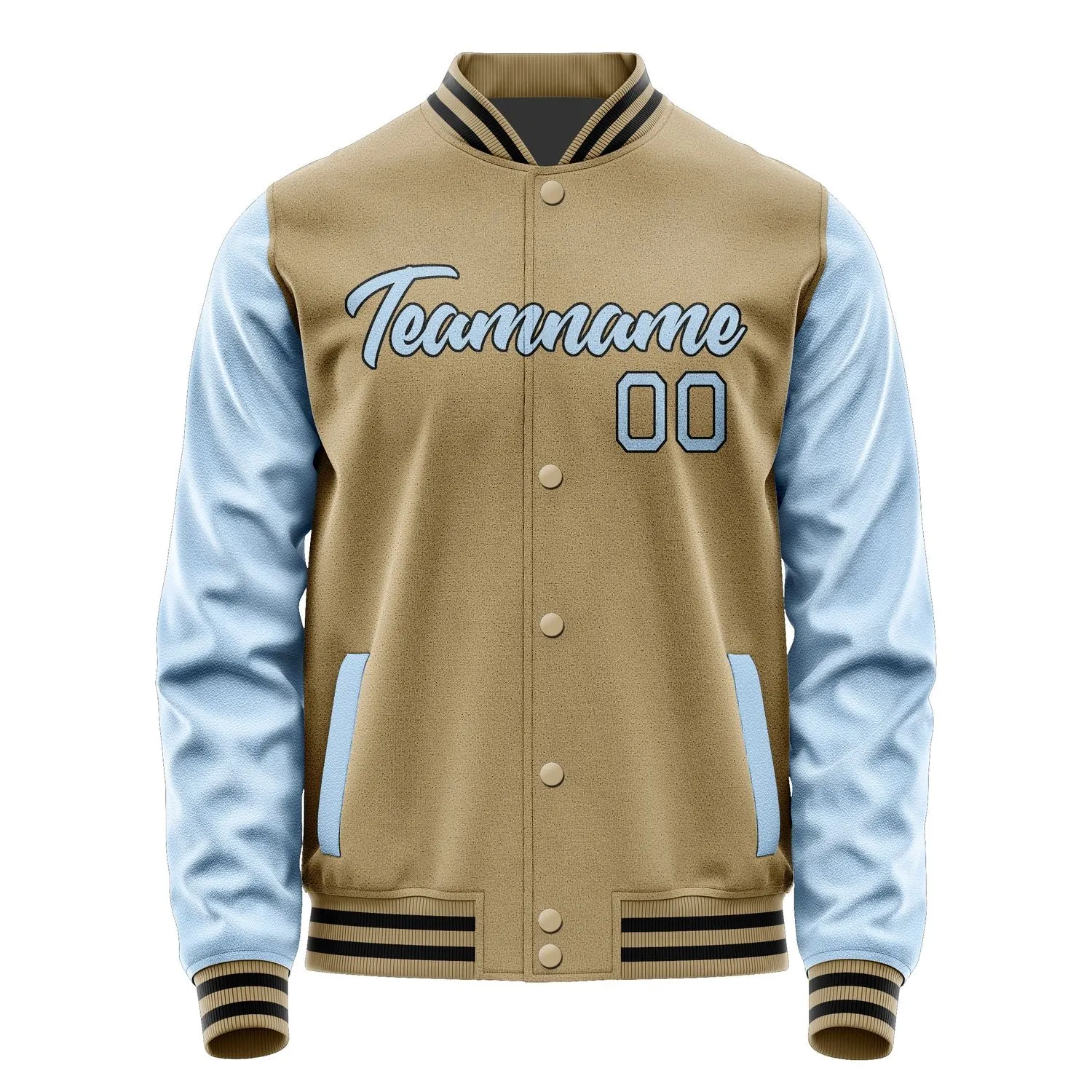 Custom Light Khaki Light Blue Jacket