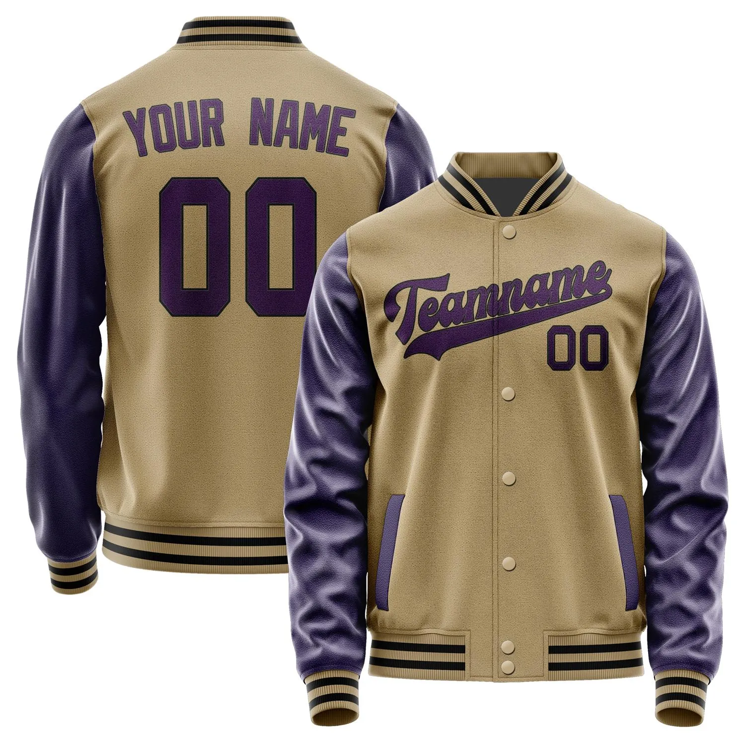 Custom Light Khaki Purple Jacket