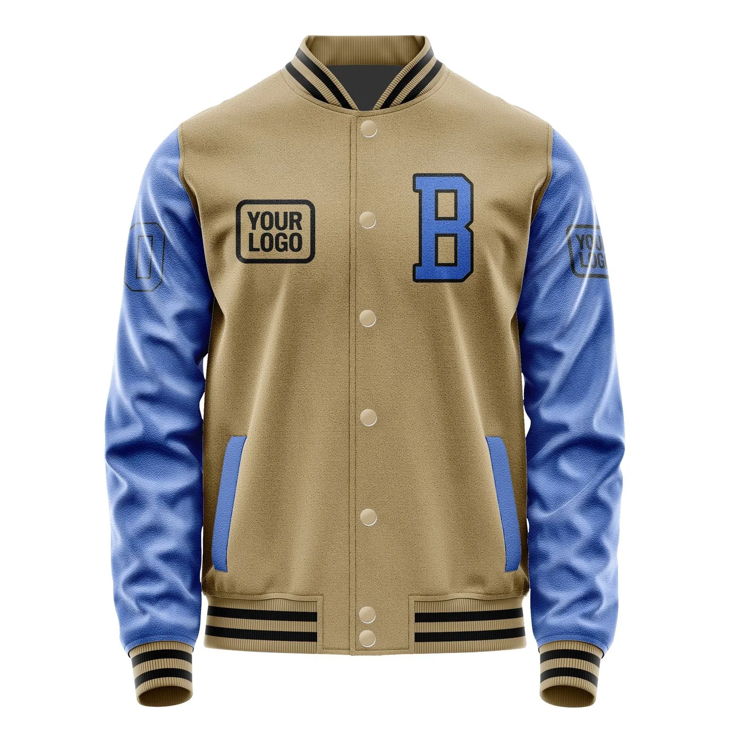 Custom Light Khaki Sky Blue Jacket