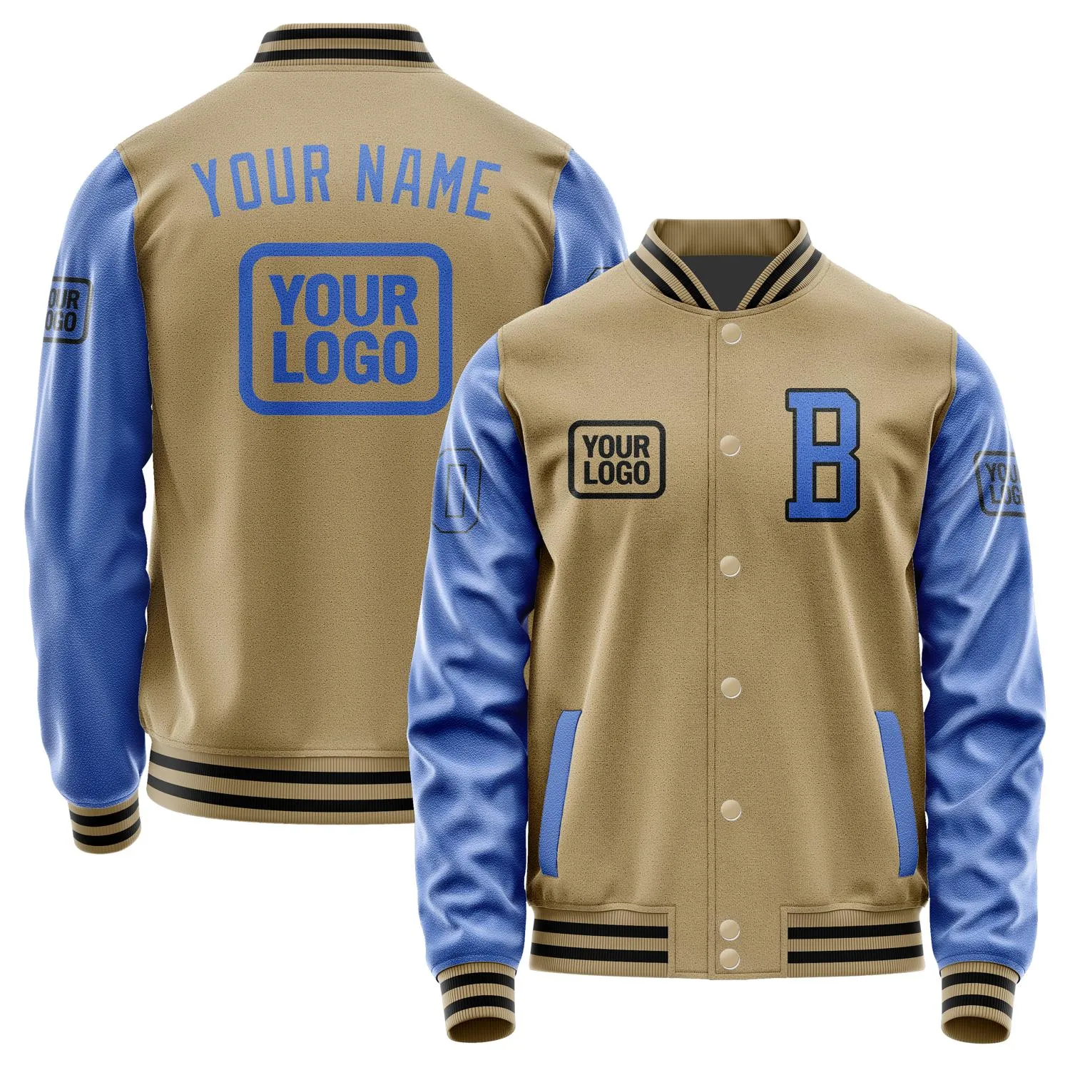 Custom Light Khaki Sky Blue Jacket