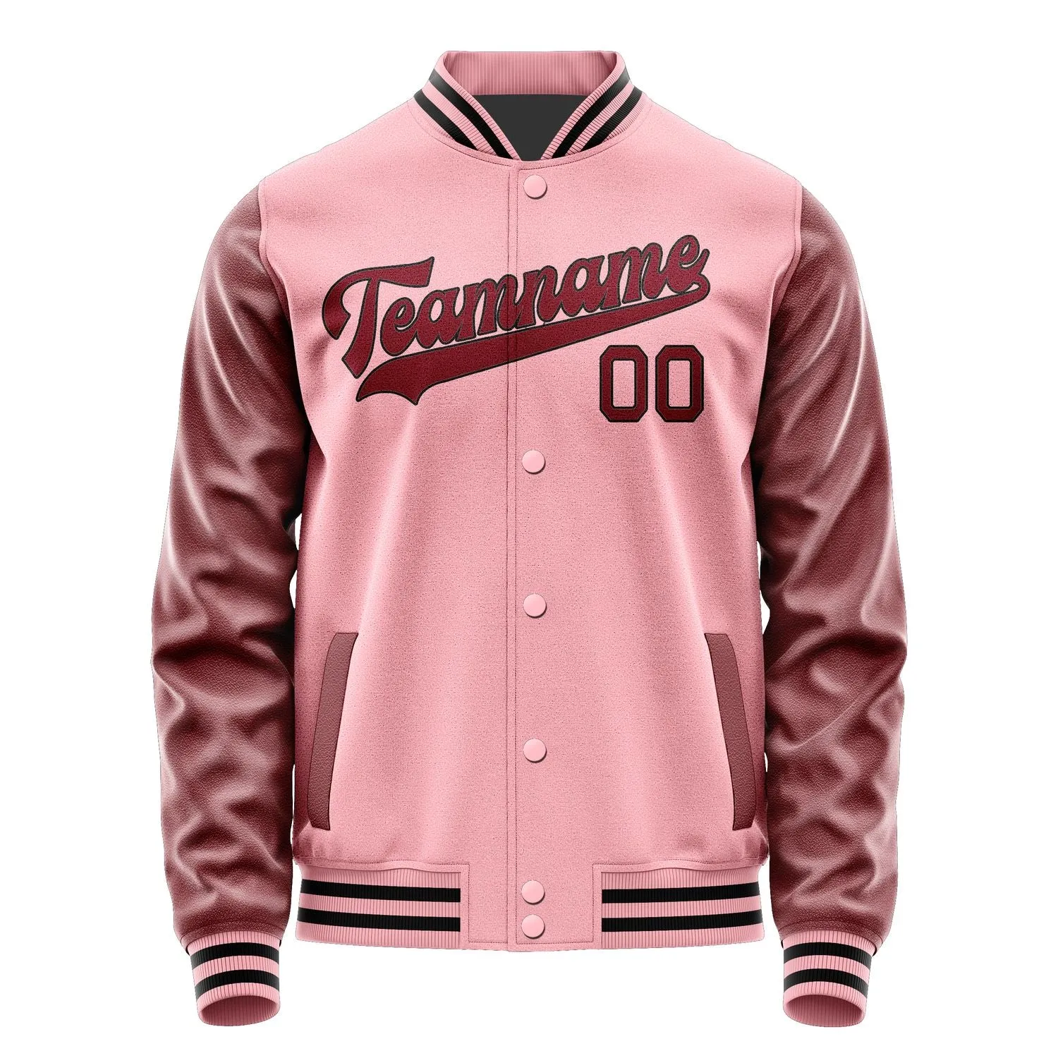 Custom Light Pink Crimson Red Jacket