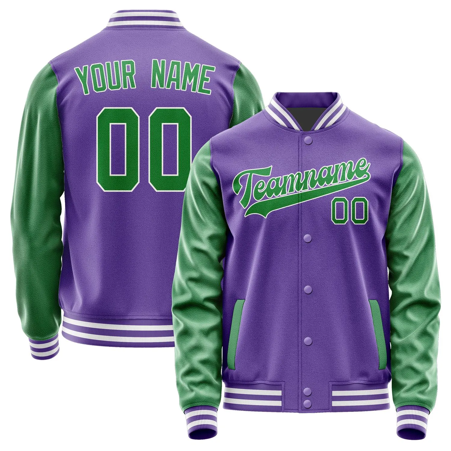 Custom Light Purple Emerald Green Jacket