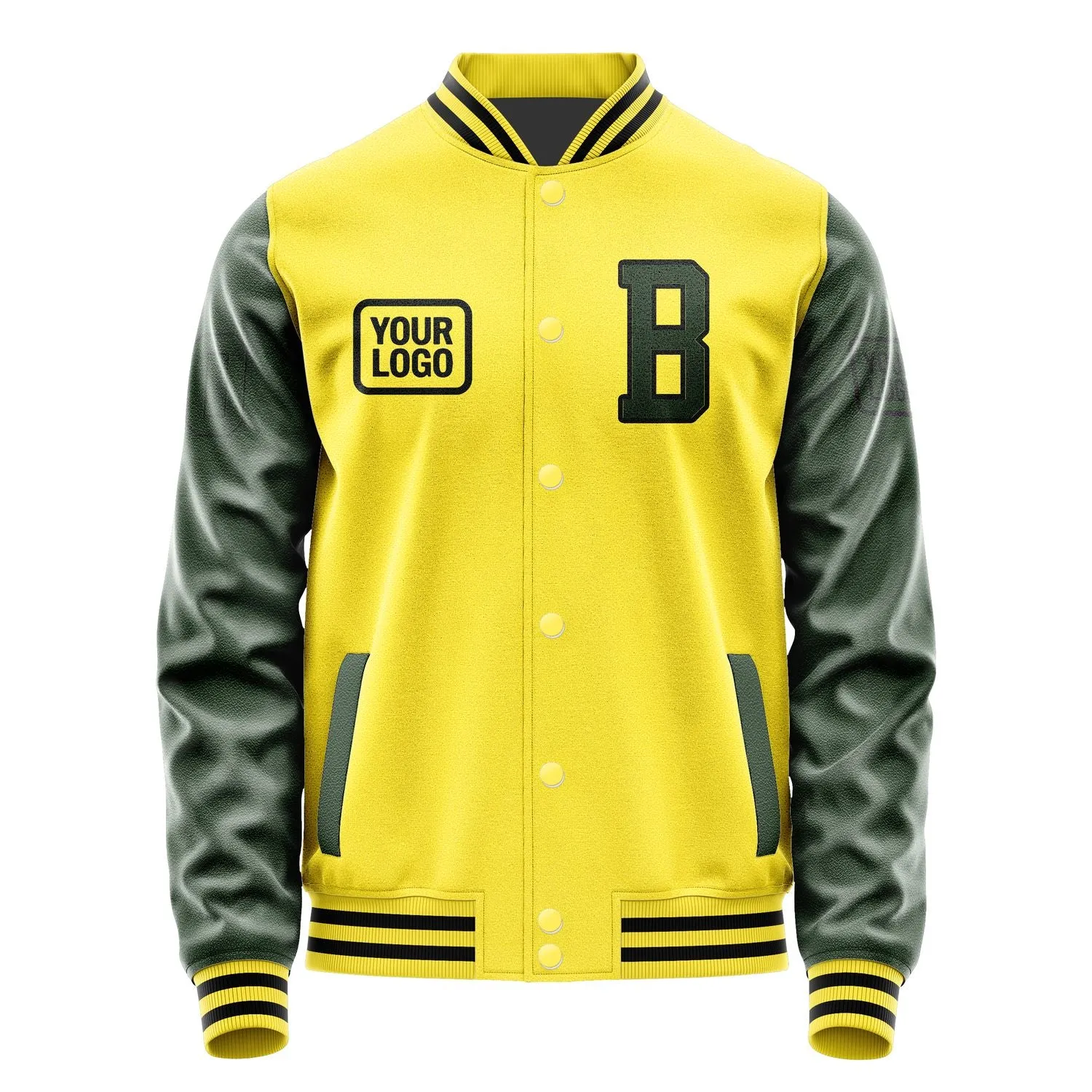Custom Light Yellow Dark Green Jacket