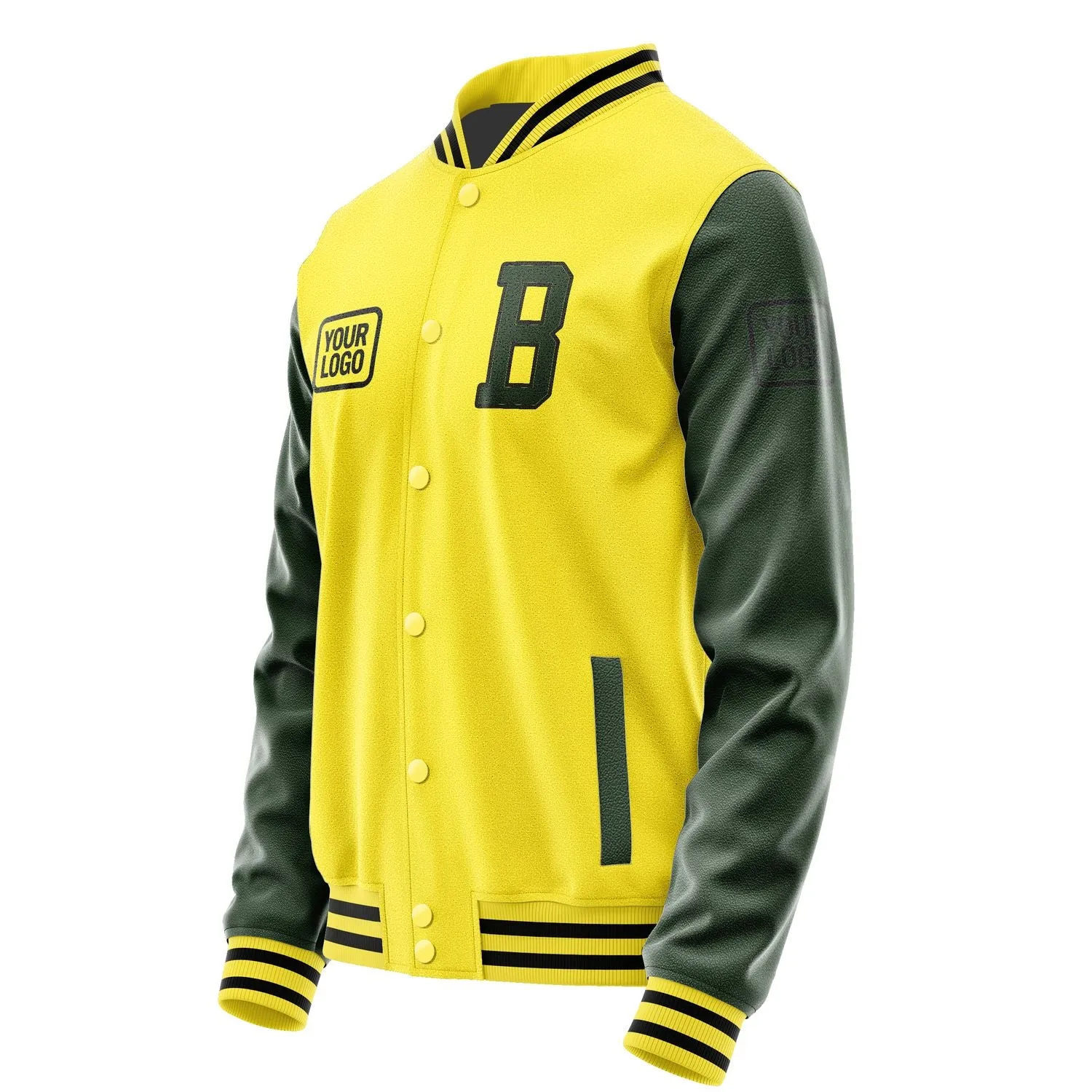 Custom Light Yellow Dark Green Jacket
