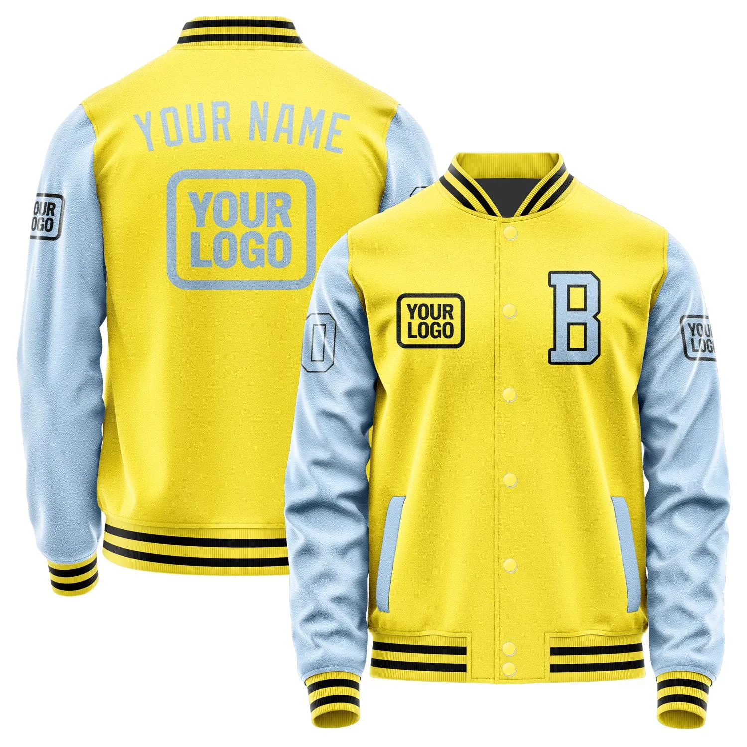 Custom Light Yellow Light Blue Jacket