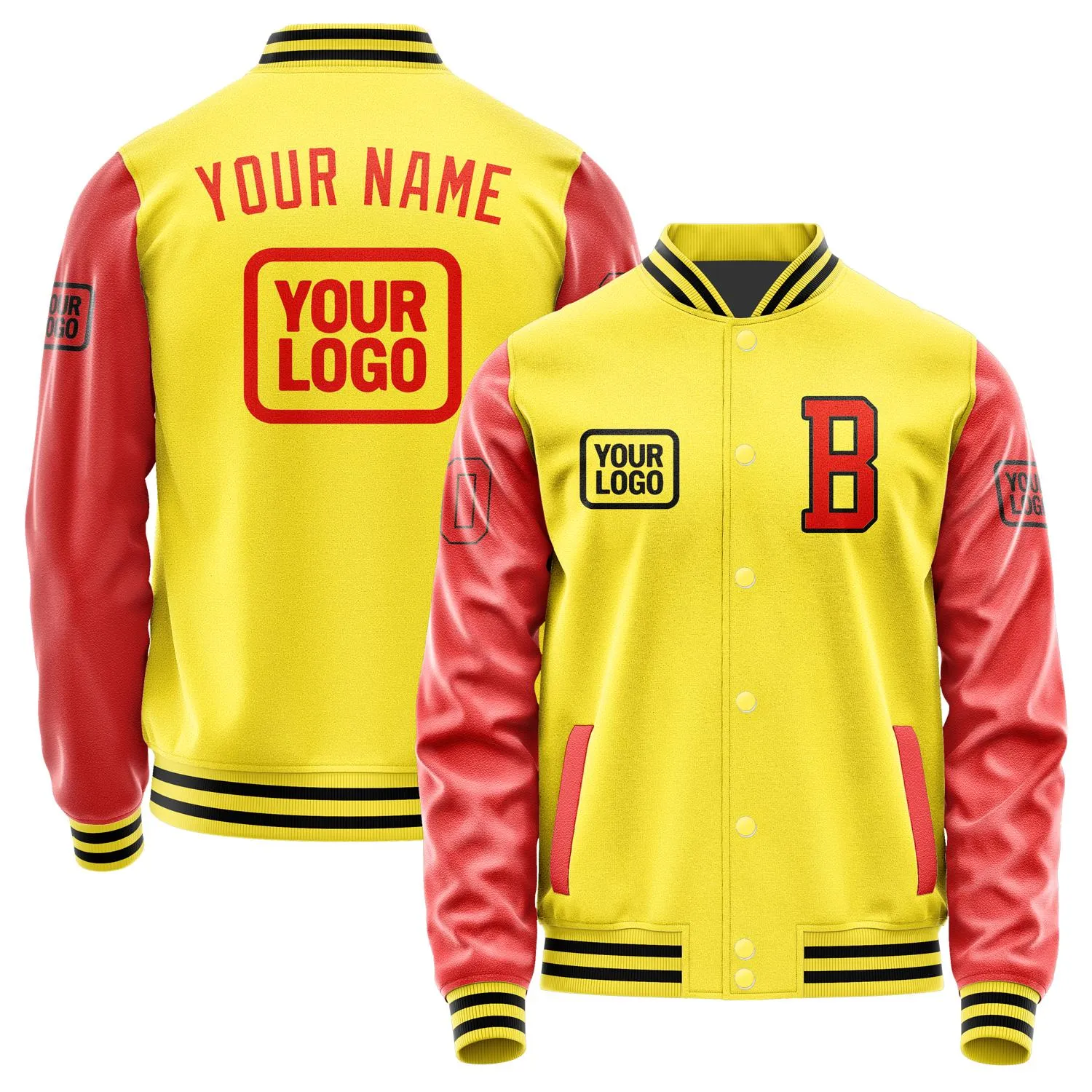 Custom Light Yellow Orange Red Jacket