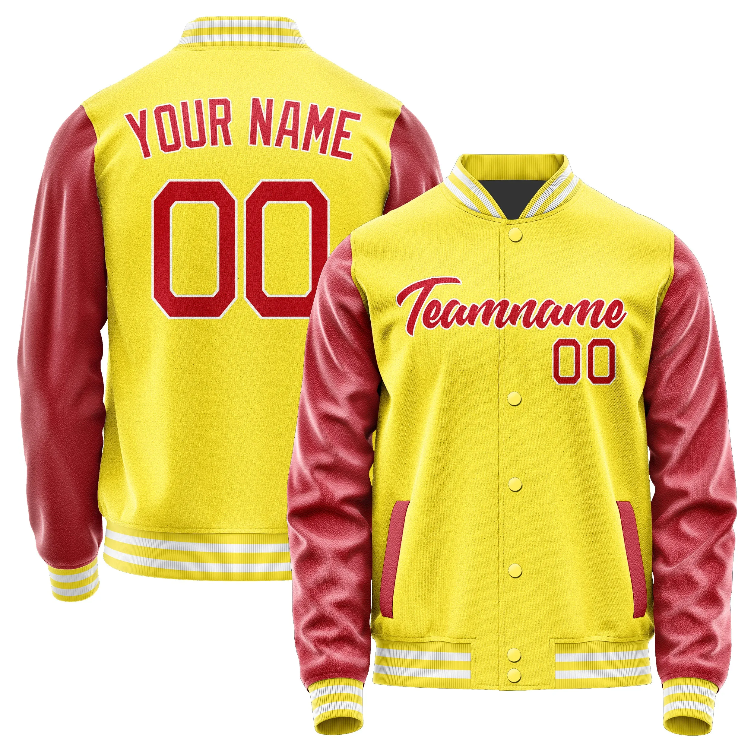 Custom Light Yellow Red Jacket