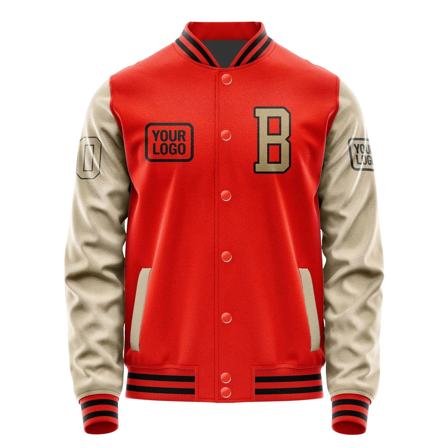 Custom Orange Red Light Khaki Jacket