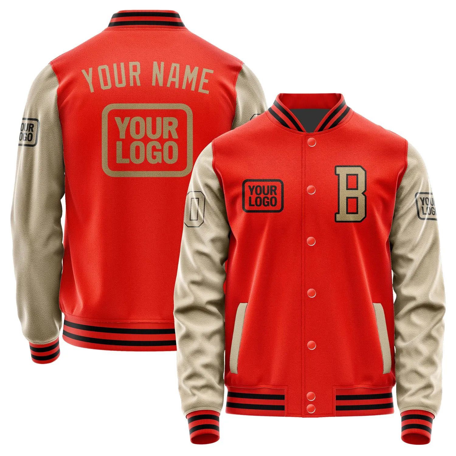 Custom Orange Red Light Khaki Jacket