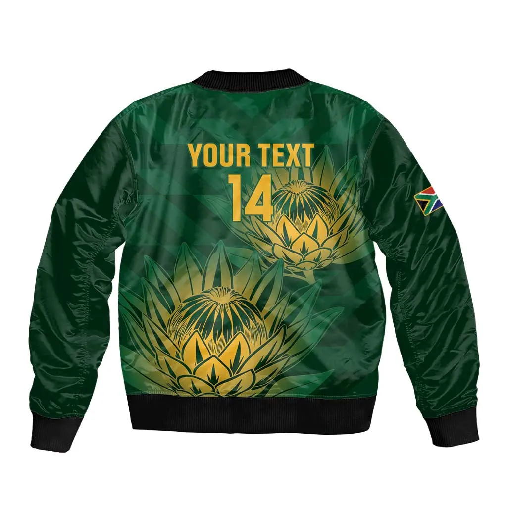 Custom South Africa Cricket Sleeve Zip Bomber Jacket Go Champions Proteas LT14