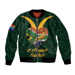 Custom South Africa Rugby Bomber Jacket - Stronger Together, Stronger Forever, Bokke World Cup LT01