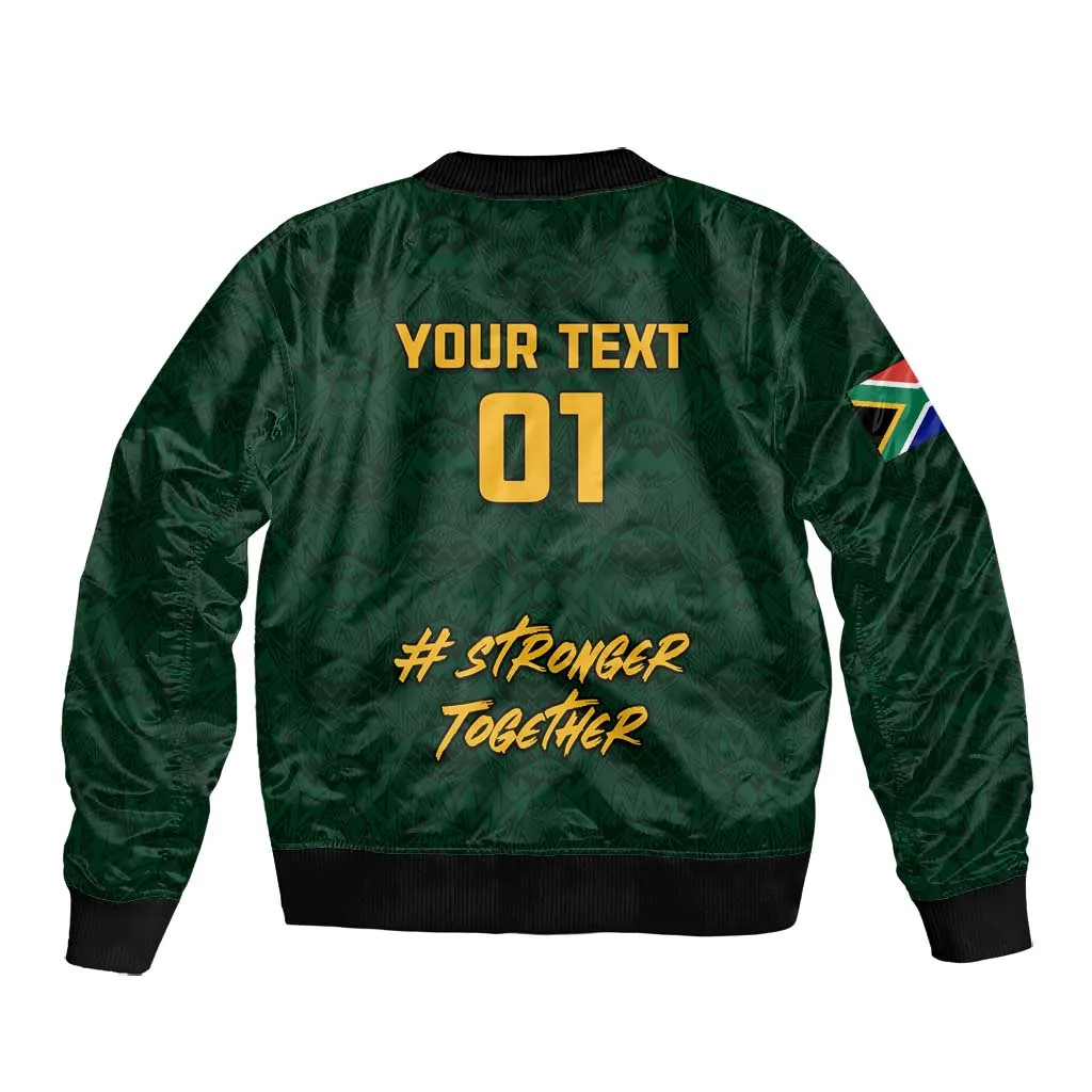 Custom South Africa Rugby Bomber Jacket - Stronger Together, Stronger Forever, Bokke World Cup LT01