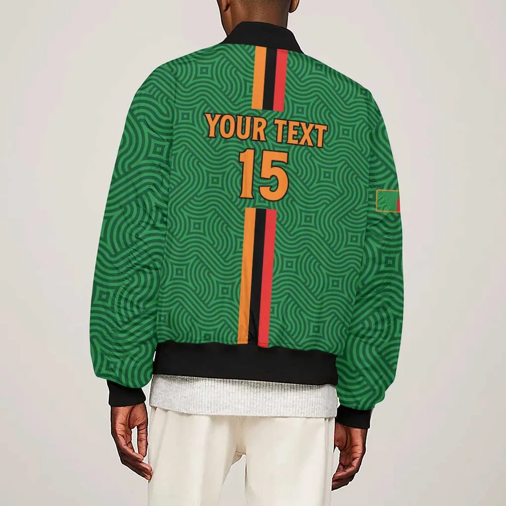 Custom Zambia Football Sleeve Zip Bomber Jacket Go Chipolopolo LT15