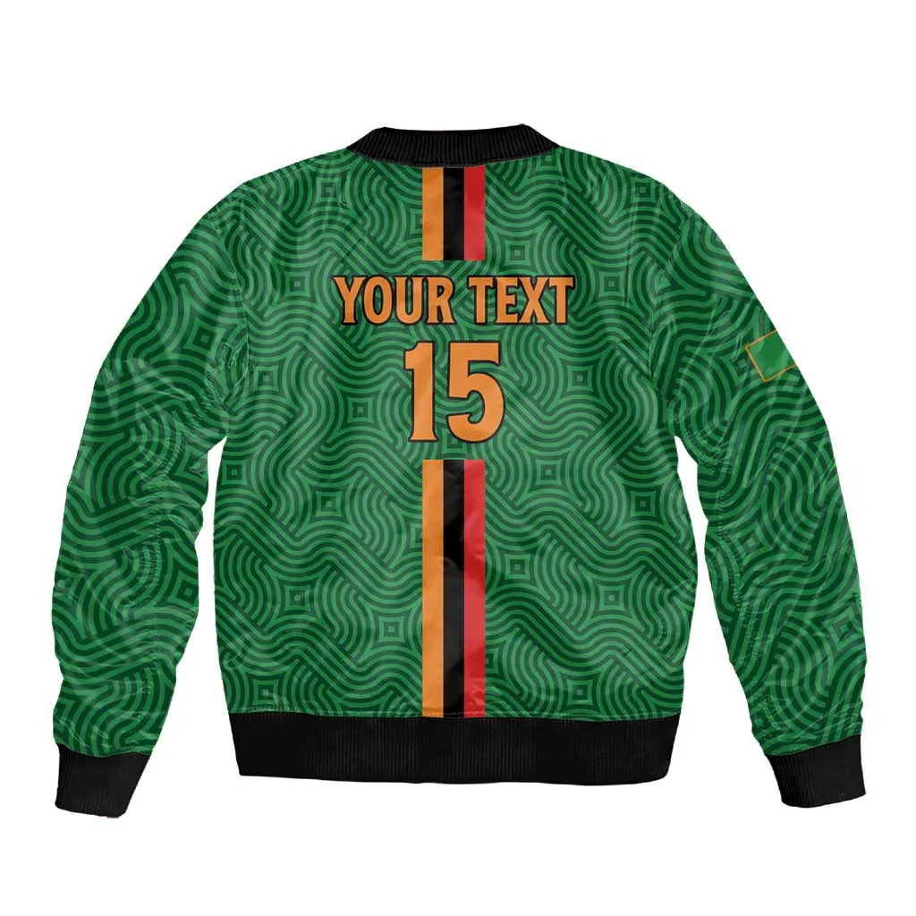 Custom Zambia Football Sleeve Zip Bomber Jacket Go Chipolopolo LT15