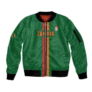 Custom Zambia Football Sleeve Zip Bomber Jacket Go Chipolopolo LT15