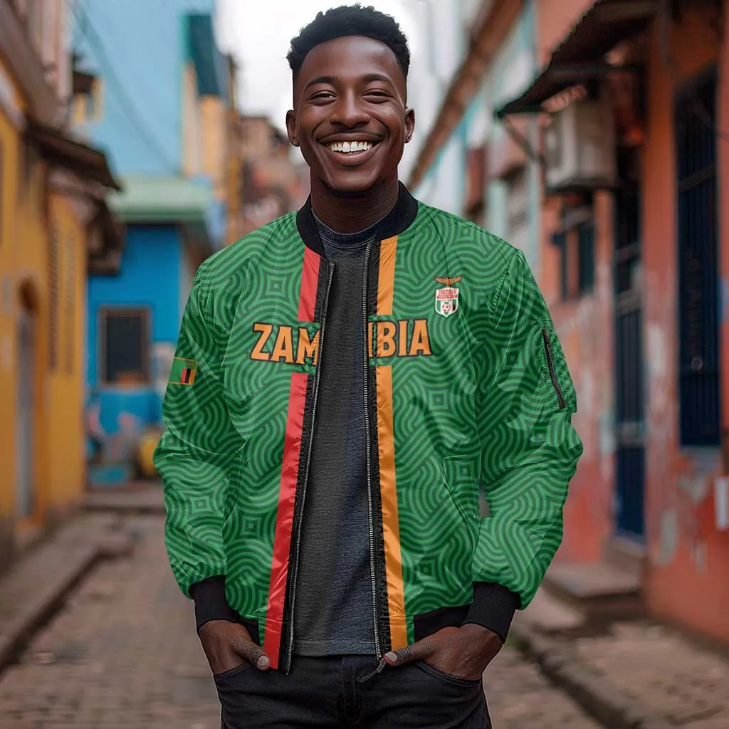 Custom Zambia Football Sleeve Zip Bomber Jacket Go Chipolopolo LT15