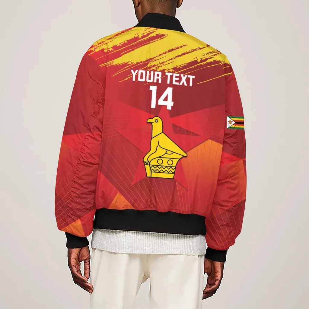 Custom Zimbabwe Cricket Sleeve Zip Bomber Jacket Go Lady Chevrons Grunge Style LT14