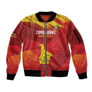 Custom Zimbabwe Cricket Sleeve Zip Bomber Jacket Go Lady Chevrons Grunge Style LT14