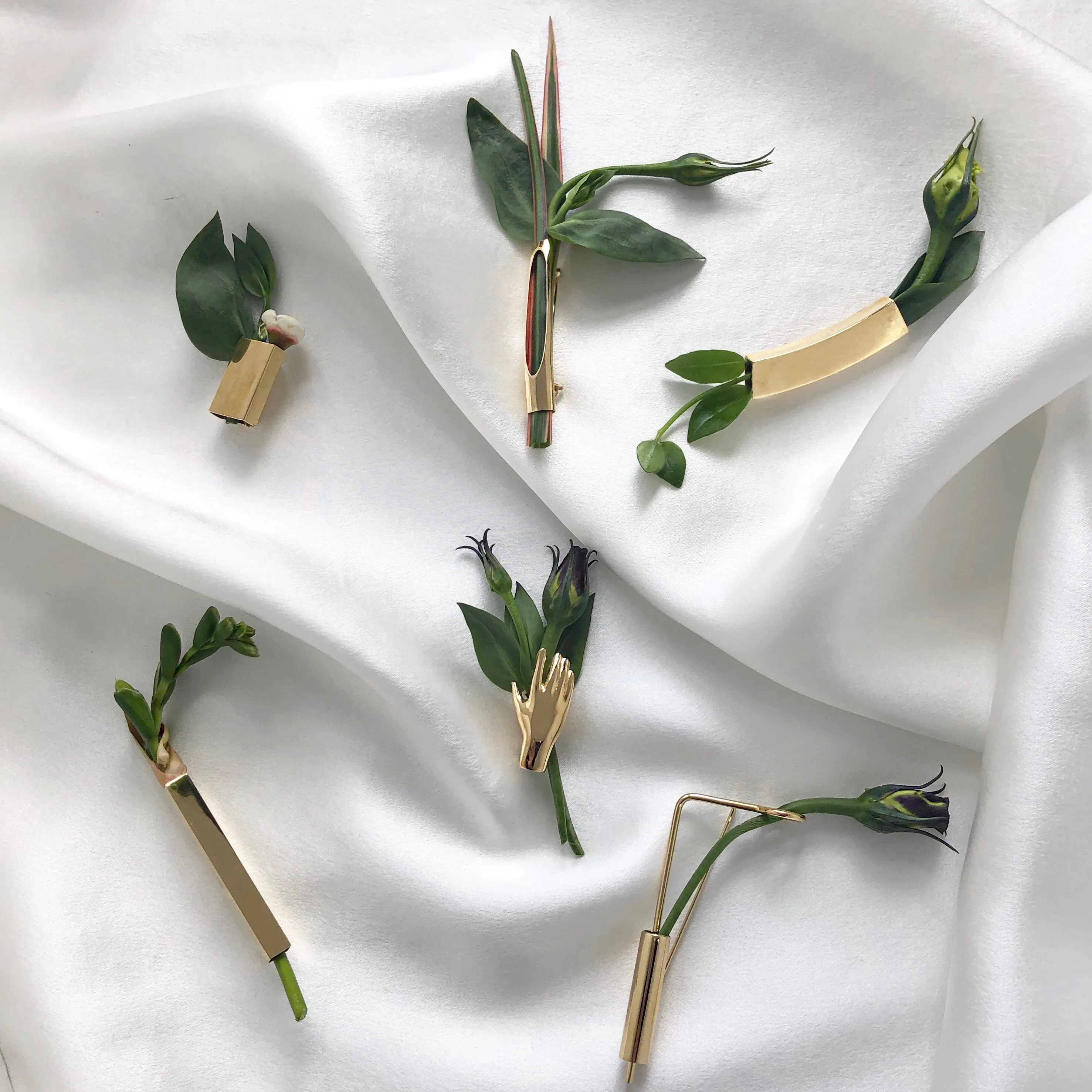 Cut Out Botanical Brooch in Rhodium