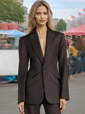 Cut-Out Single-Breasted Blazer