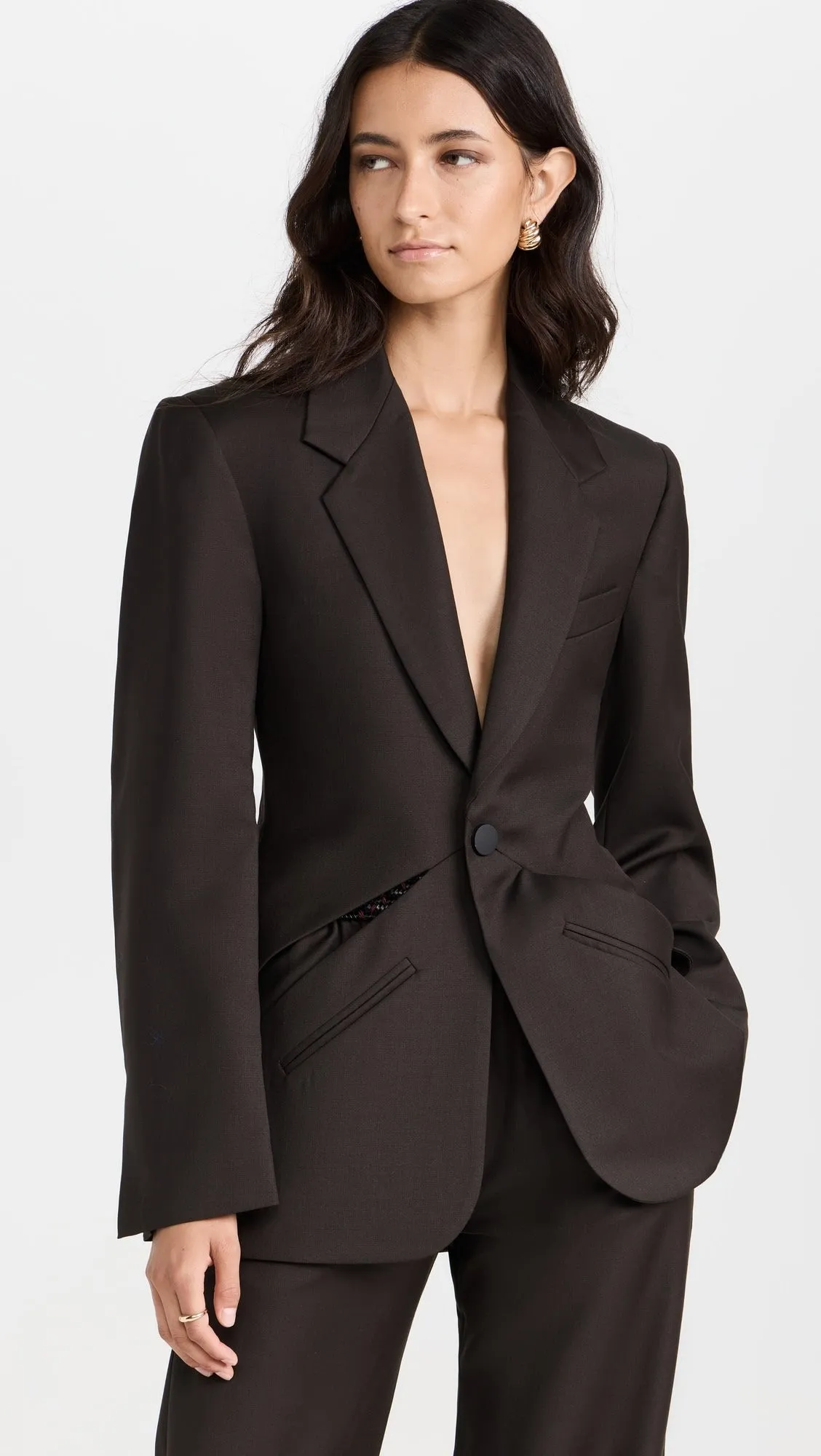 Cut-Out Single-Breasted Blazer