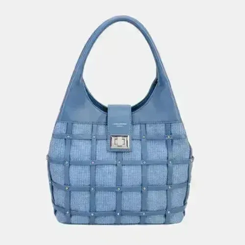 David Jones Rivet Handbag – Edgy PU Leather Medium Tote