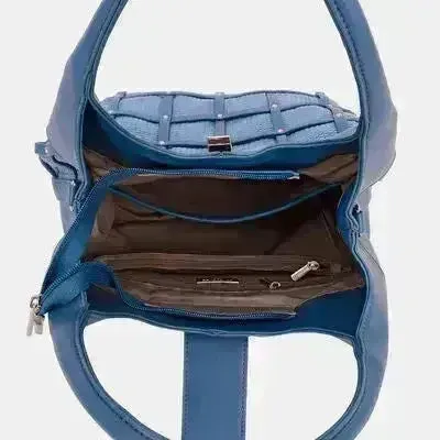 David Jones Rivet Handbag – Edgy PU Leather Medium Tote