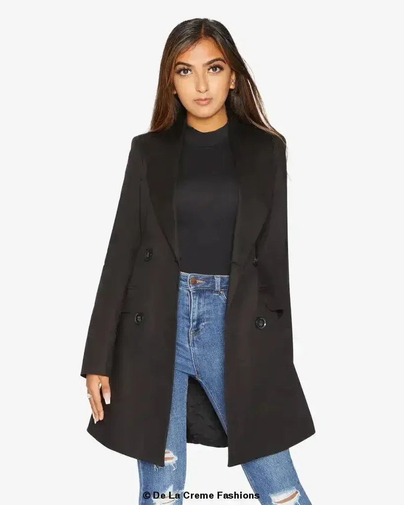 De la Creme Longline Double Breasted Blazer - UK Made | Femstylo