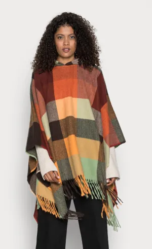 Desigual Plaid Poncho