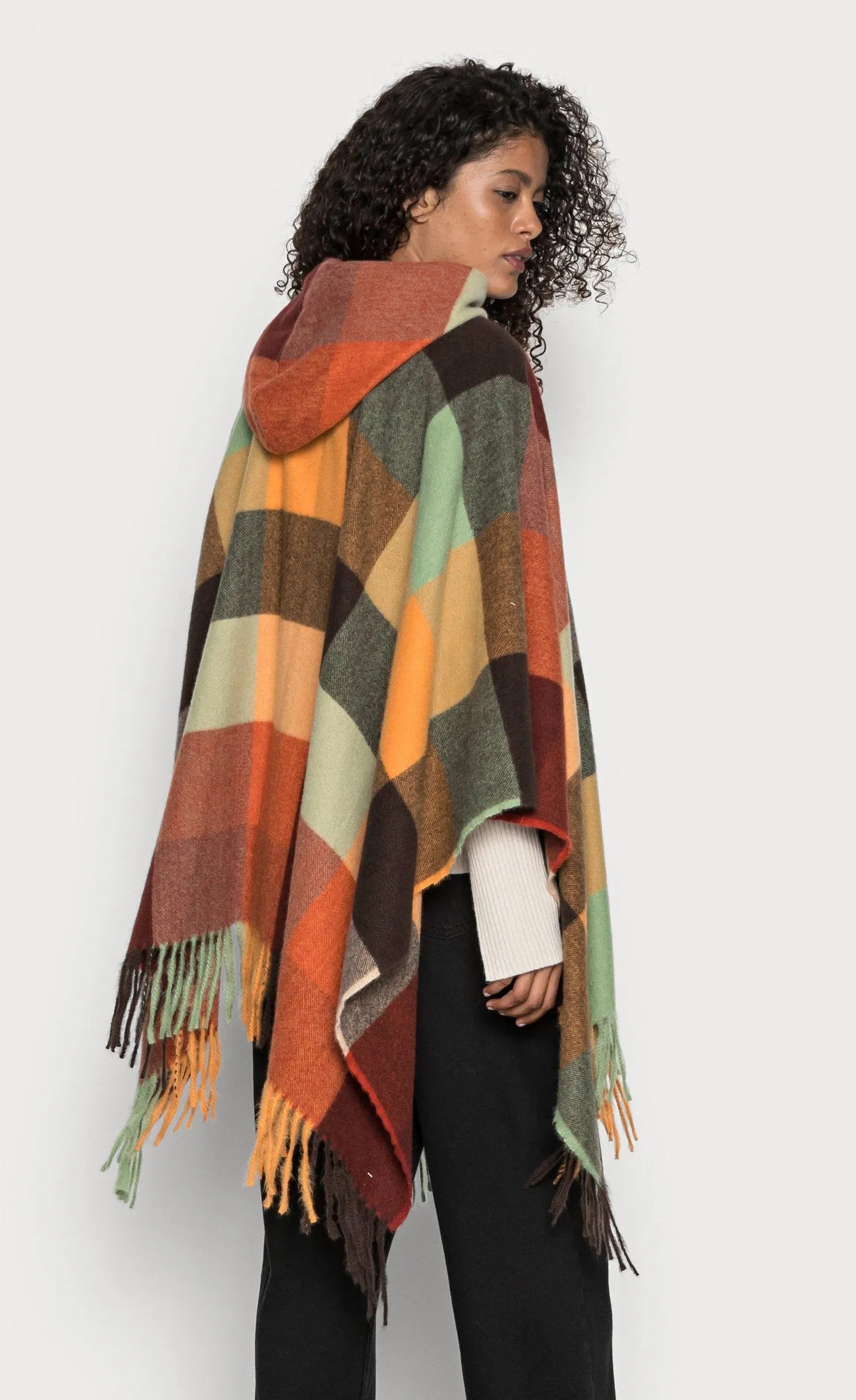 Desigual Plaid Poncho