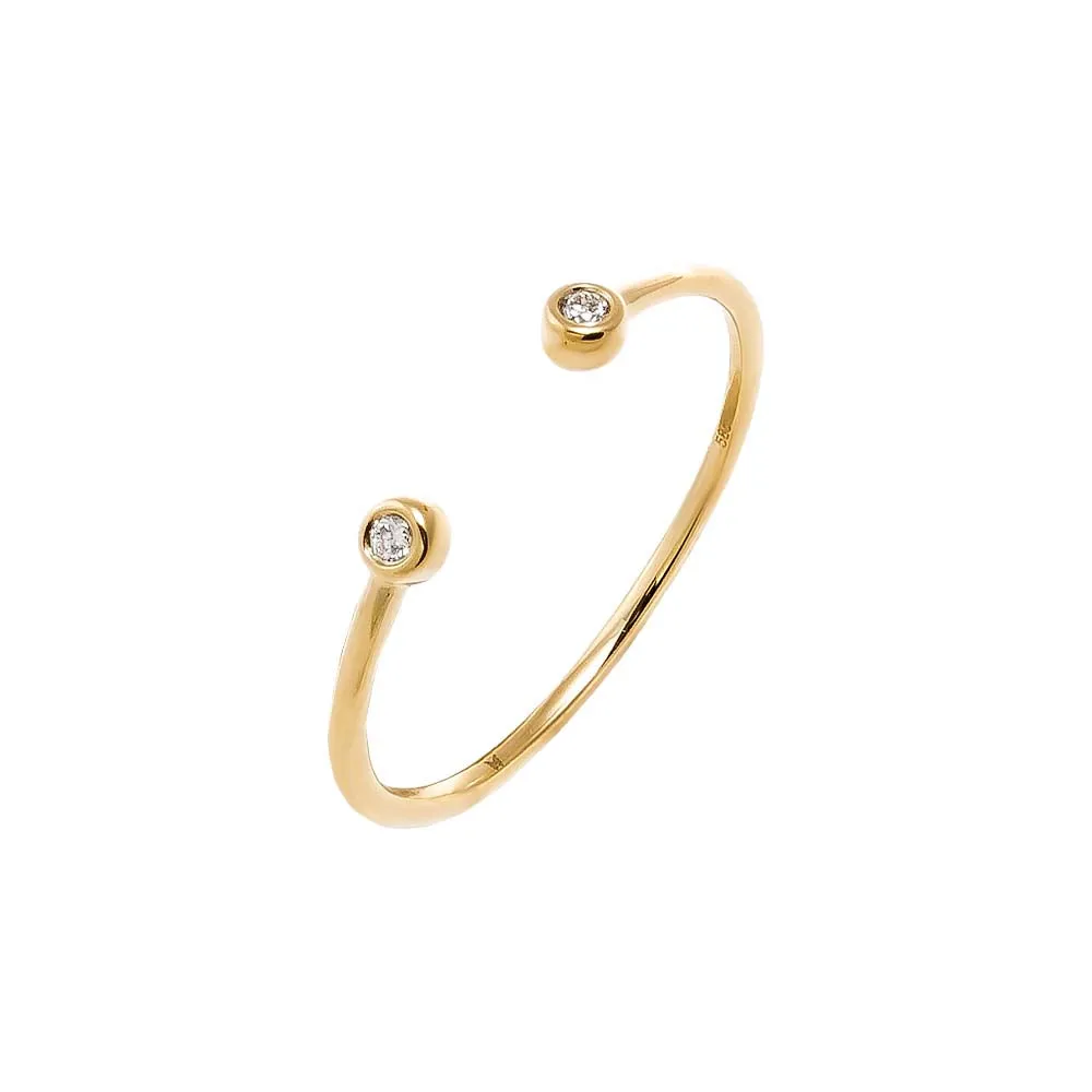 Diamond Double Bezel Open Ring 14K