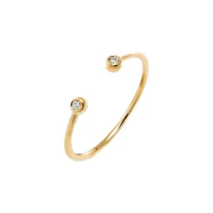 Diamond Double Bezel Open Ring 14K
