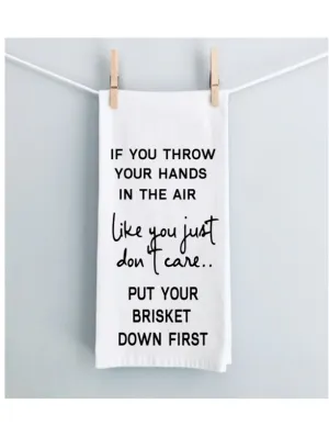 do not throw the brisket - humorous bar, tea and kitchen towel LG