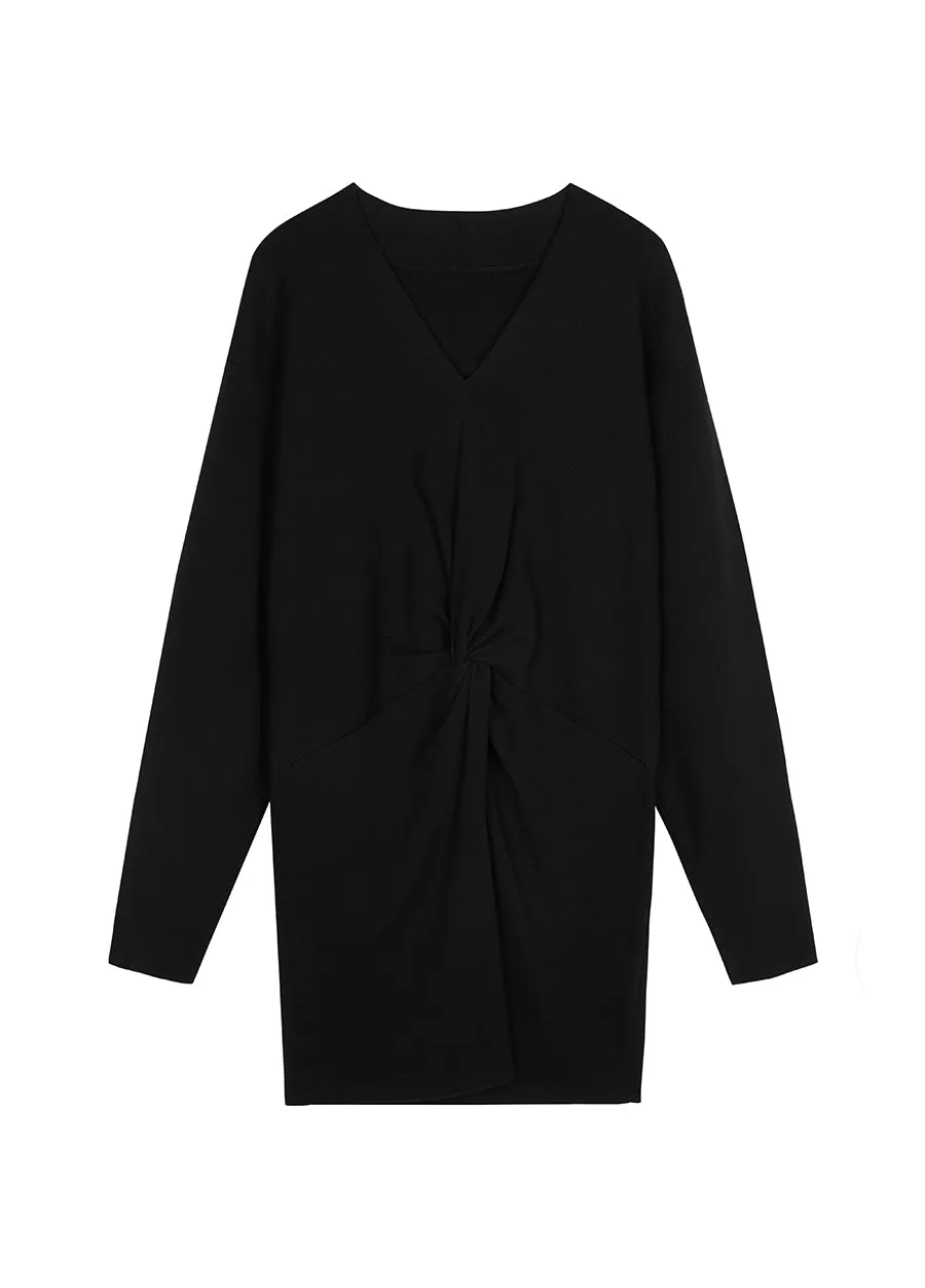 Dress / JNBY V-neck Wool Sweater Dress