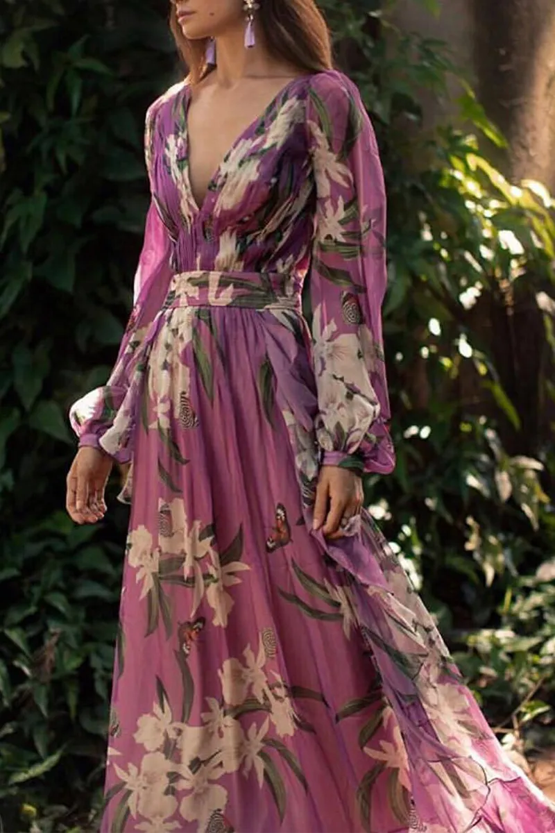 Drusila® | Casual Print V-Neck Dress