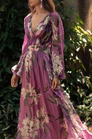 Drusila® | Casual Print V-Neck Dress