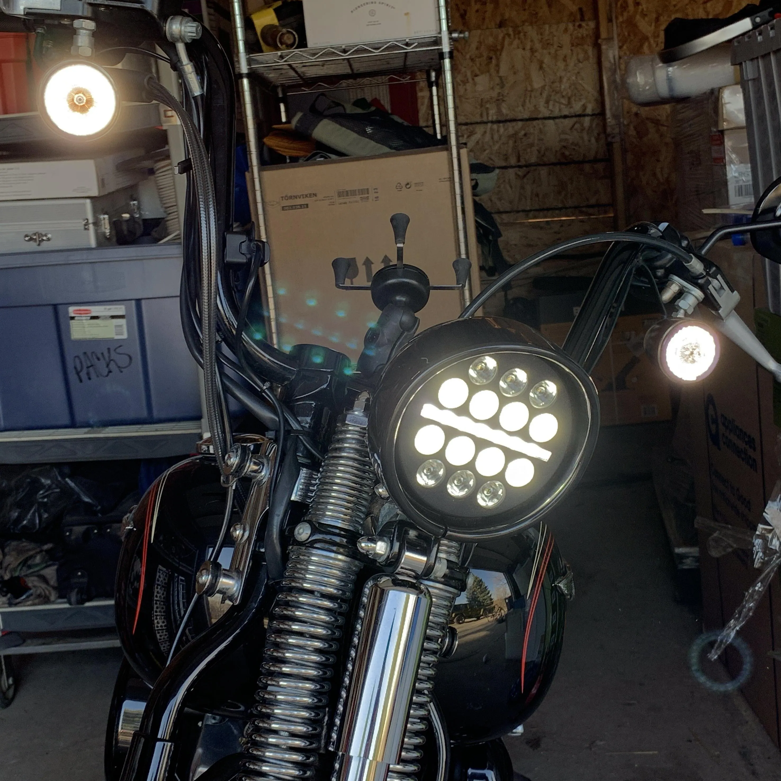 Eagle Lights 5 3/4" / 5.75" Slim Line Multi LED Projection Headlight - Black - Fits All 5 3/4" Harley Davidson and Indian Headlight Buckets