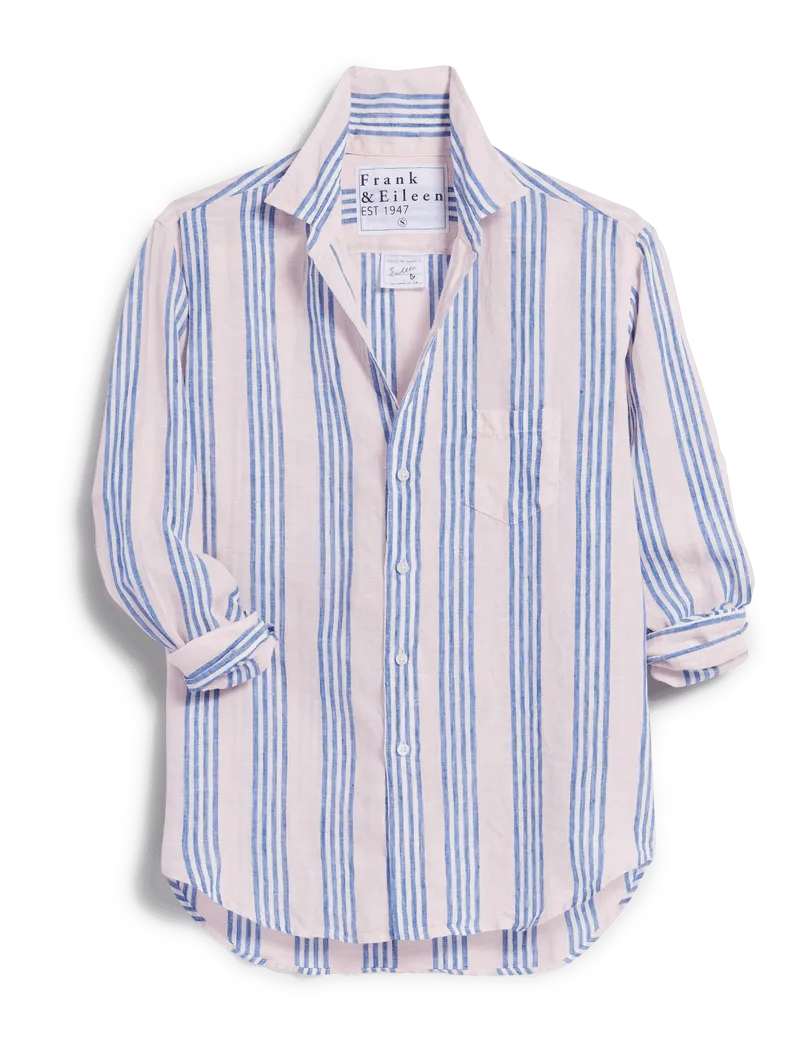 Eileen Relaxed Button-Up - Blue and Pink Multi Stripe