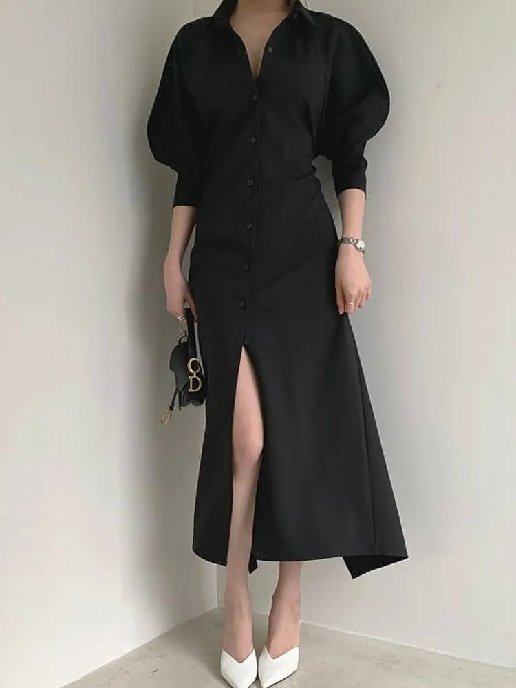 Elegant Casual Split High Waist Ladies Dresses
