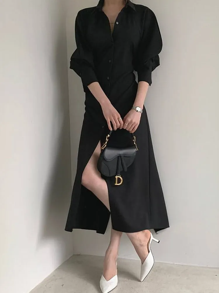 Elegant Casual Split High Waist Ladies Dresses