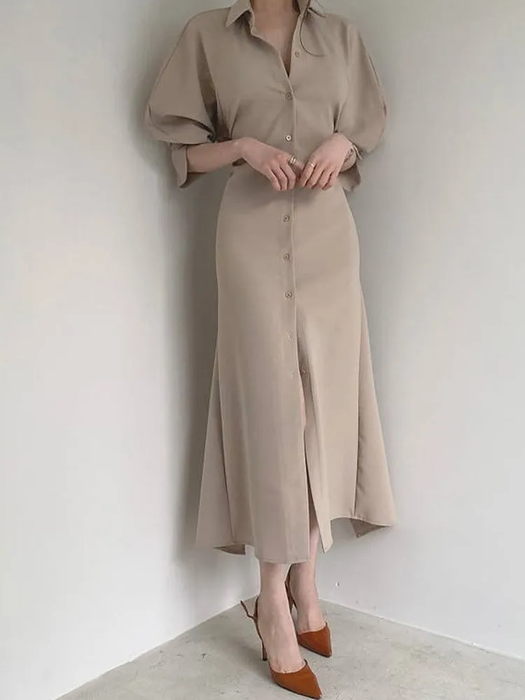 Elegant Casual Split High Waist Ladies Dresses