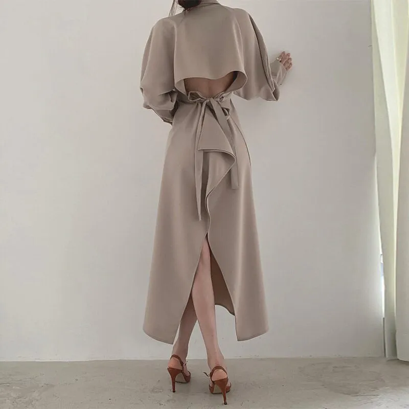 Elegant Casual Split High Waist Ladies Dresses