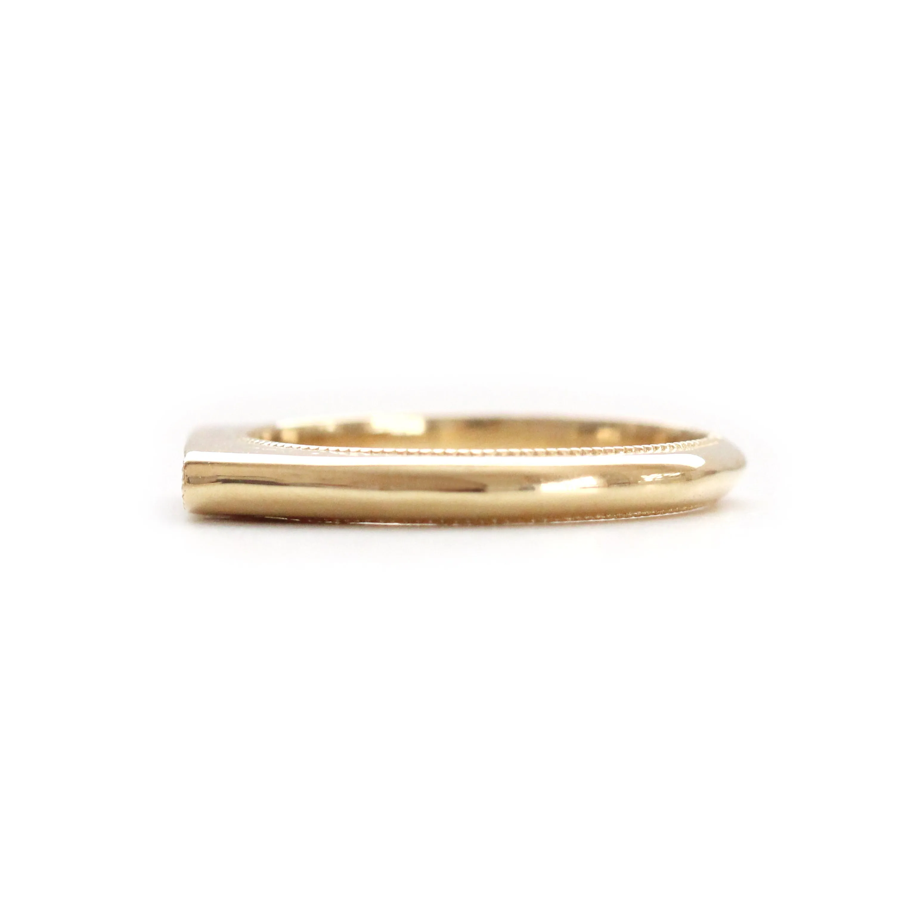 Elongated Hexagon pave set diamond signet band